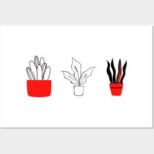 red black plant line art Posters and Art